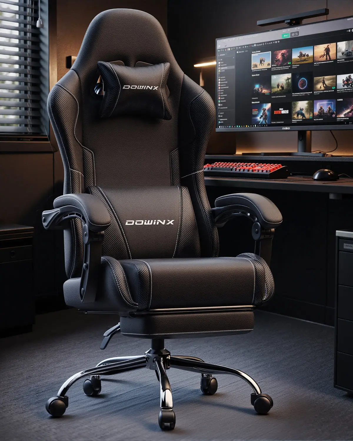 Dowinx Leather Gaming Chair LS-66D58J Black | AM - Image 2