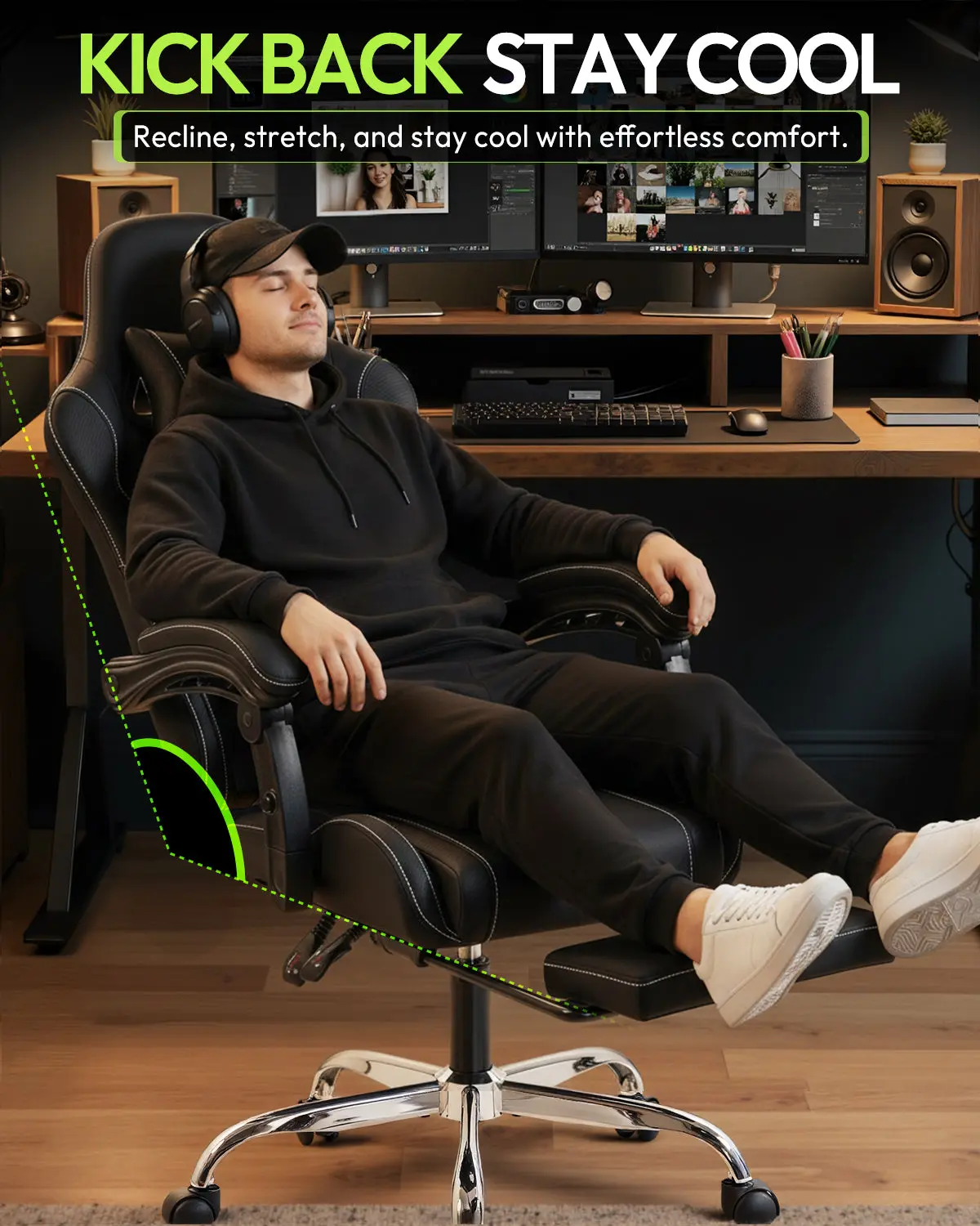 Dowinx Leather Gaming Chair LS-66D58J Black | AM - Image 3