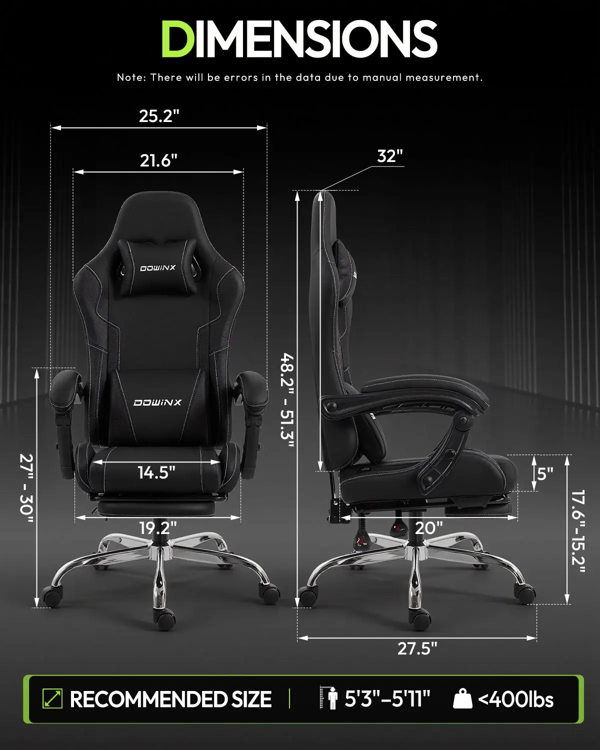 Dowinx Leather Gaming Chair LS-66D58J Black | AM - Image 5