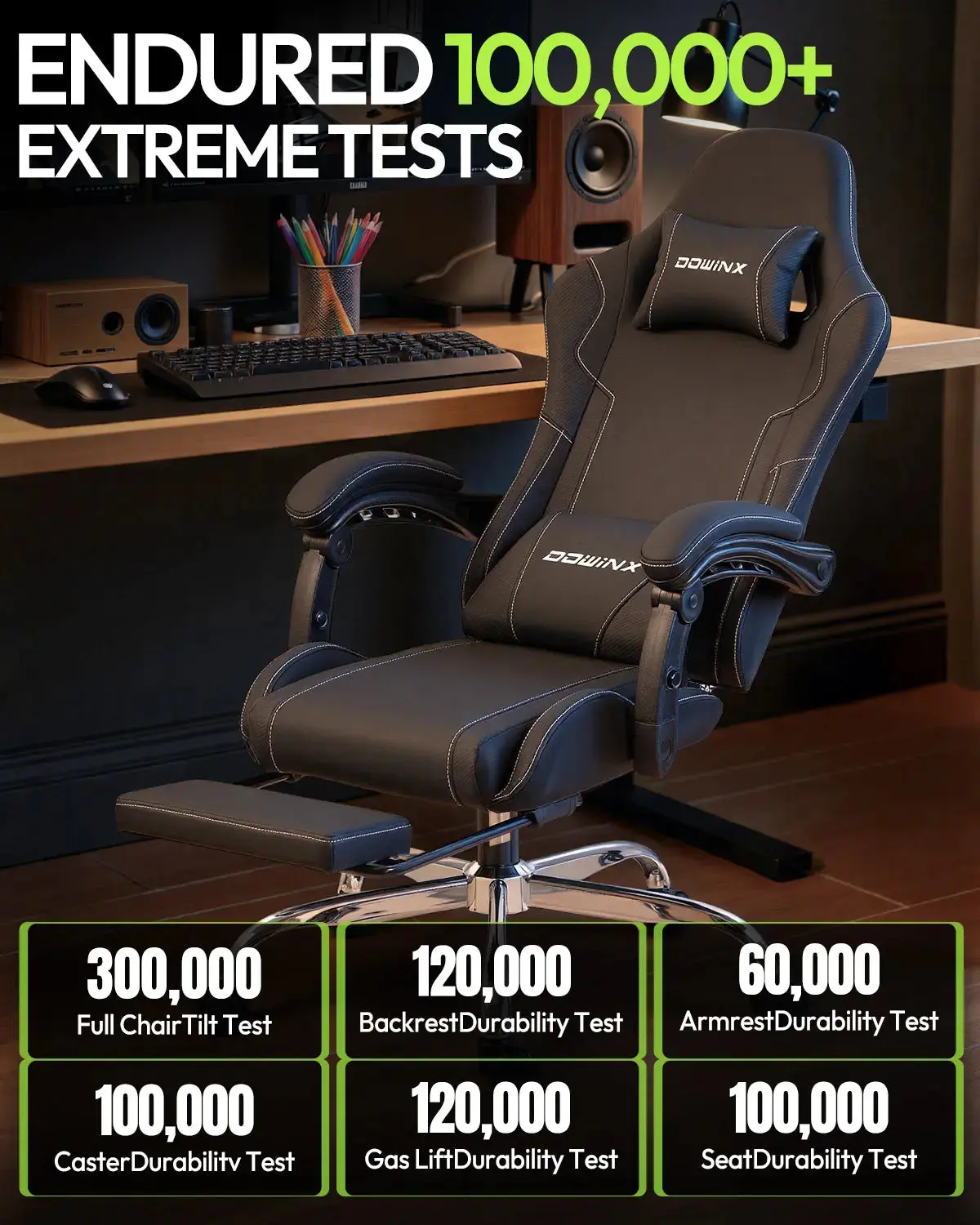 Dowinx Leather Gaming Chair LS-66D58J Black | AM - Image 6