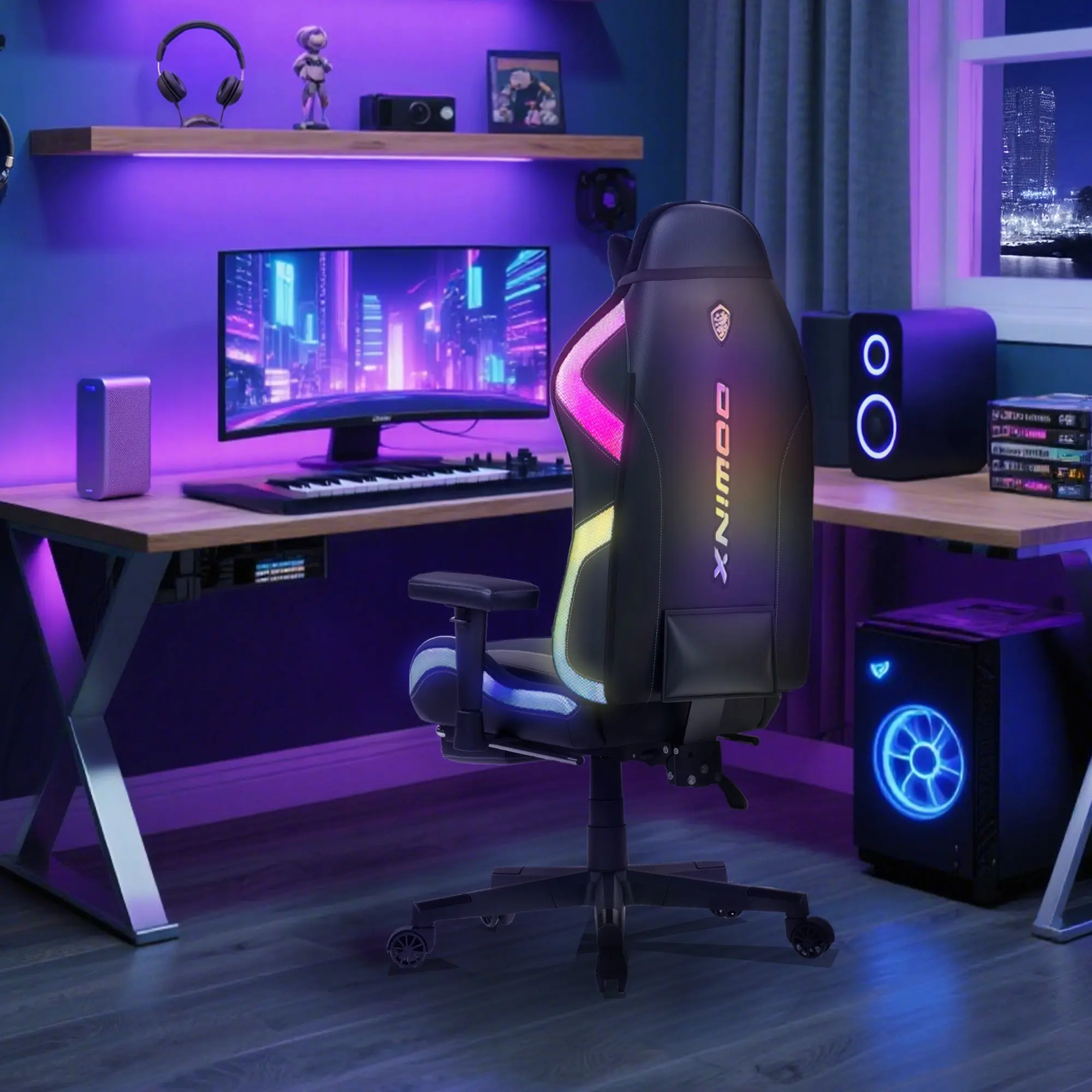 Dowinx LED Series Gaming Chair LS-66D2 Black - Image 3