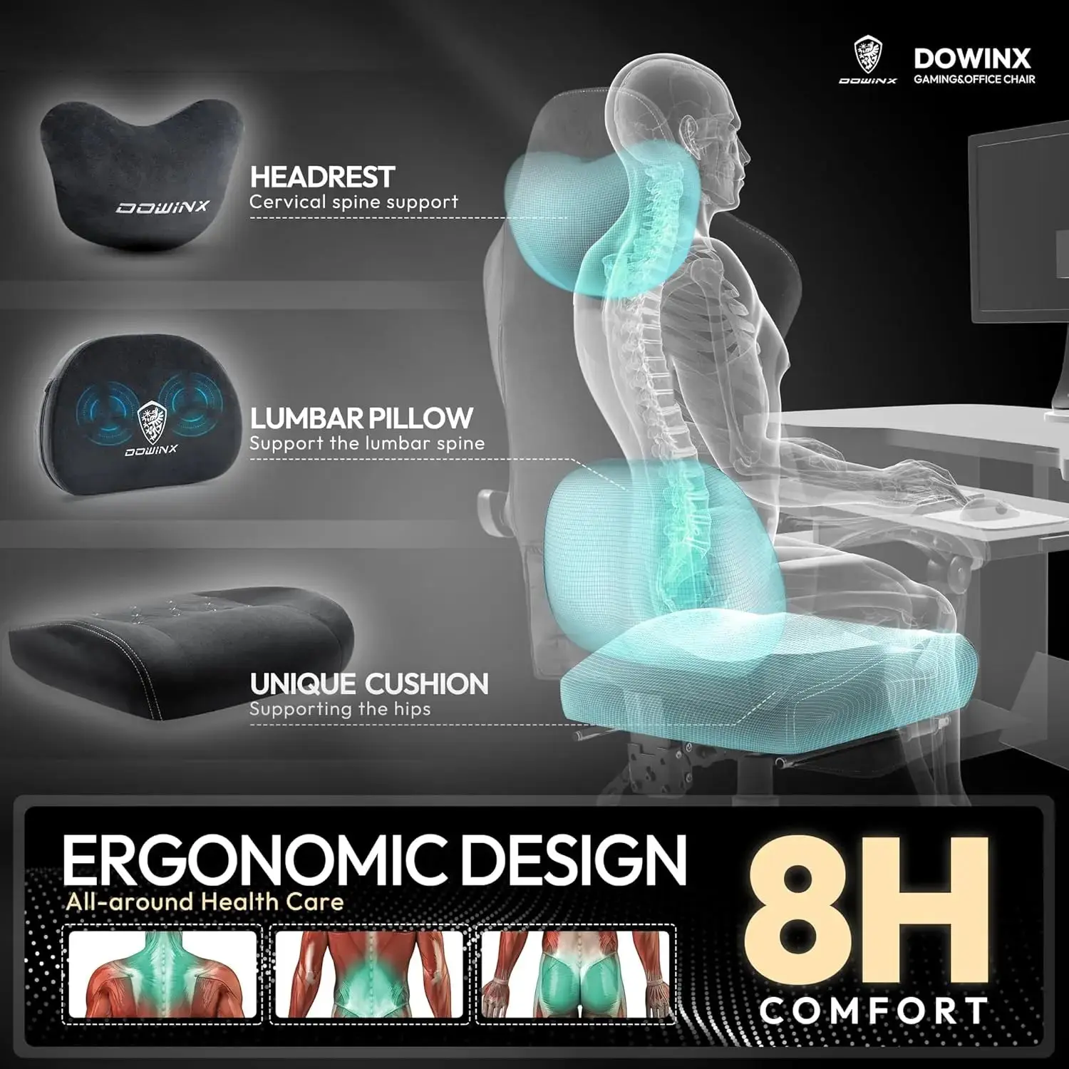 HEATED MASSAGE SERIES MB38 BLACK(Fabric) - Image 3