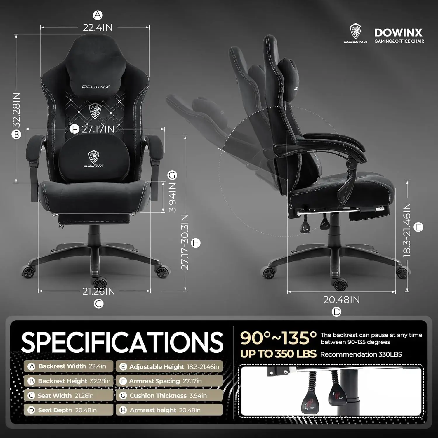 HEATED MASSAGE SERIES MB38 BLACK(Fabric) - Image 4