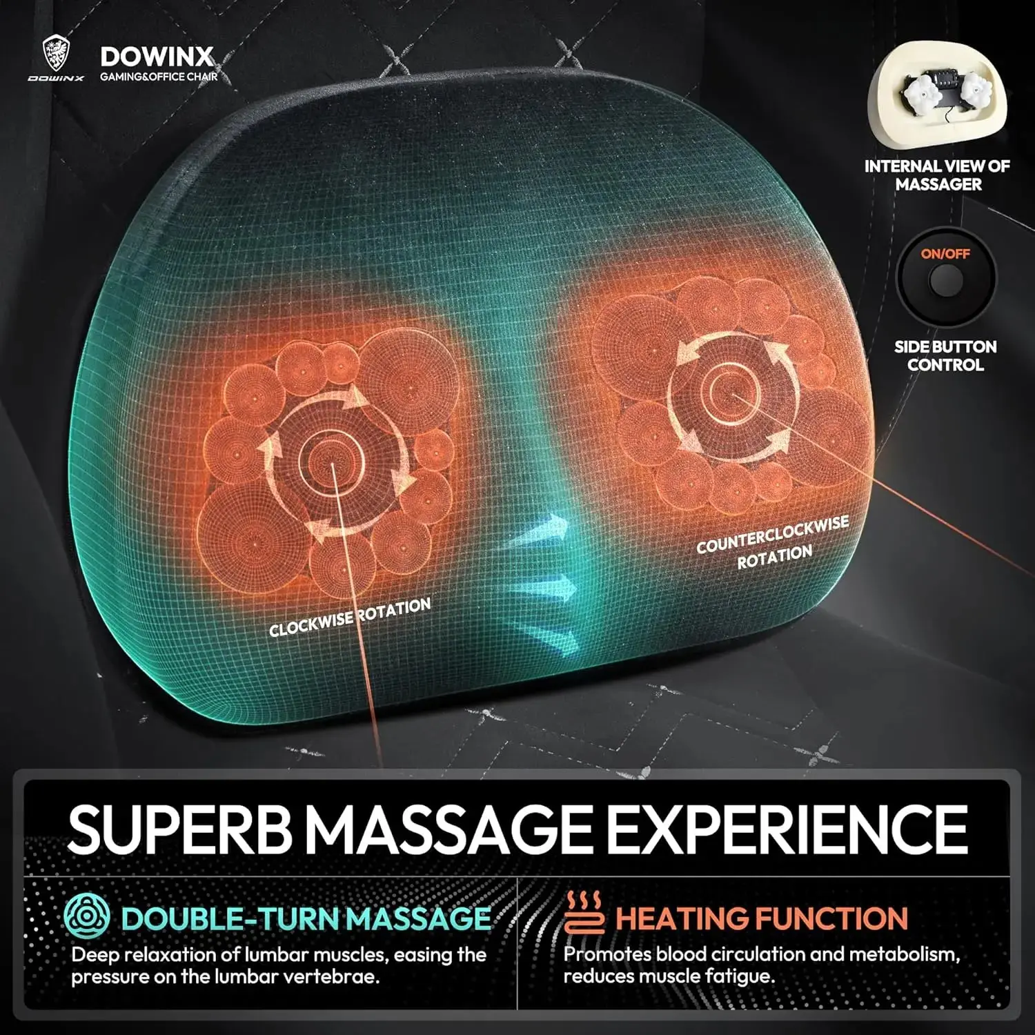 HEATED MASSAGE SERIES MB38 BLACK(Fabric) - Image 6